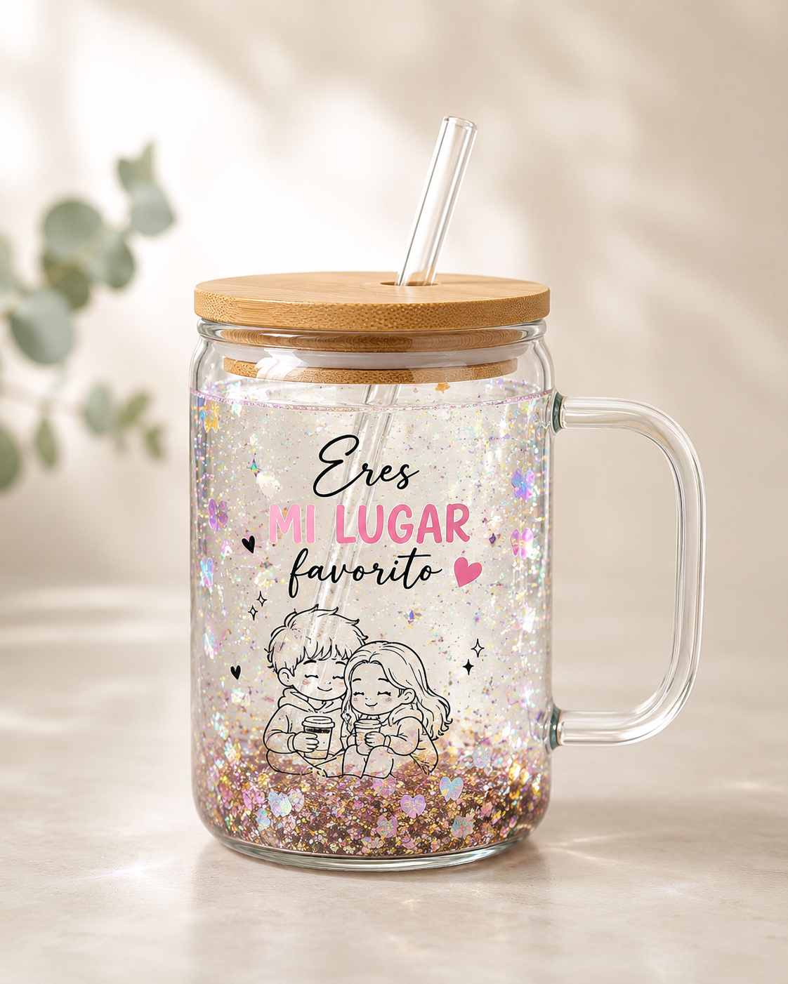 Snow Globe Plastic Tumblers with Dtf + Effect glitter 15 Oz