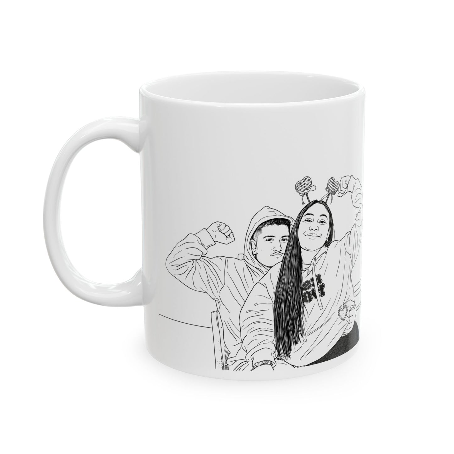 Custom Mug with Line Art Photo Portrait 15 OZ