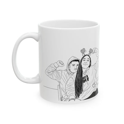 Custom Mug with Line Art Photo Portrait 15 OZ