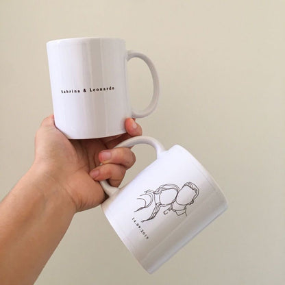 Custom Mug with Line Art Photo Portrait 15 OZ