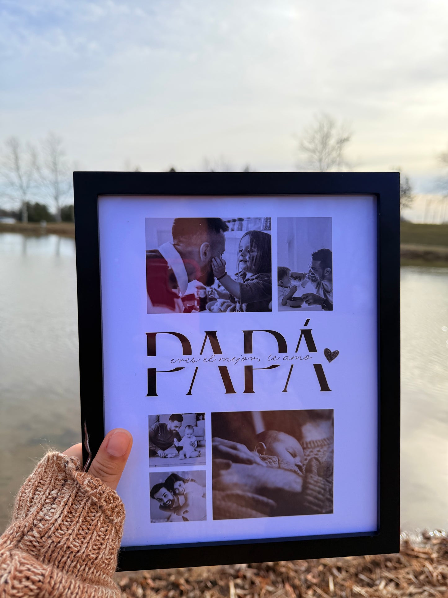 Personalized Dad Photo Frame with 5 Photos + Free Card -Custom Father's Day Picture Frame.