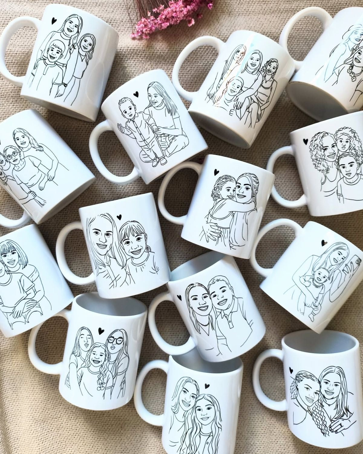 Custom Mug with Line Art Photo Portrait 15 OZ