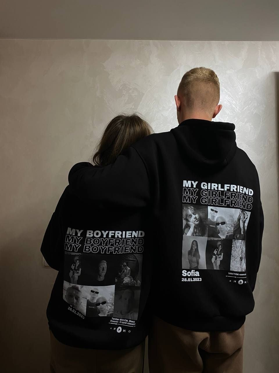 Personalized Couple Hoodie – My Girlfriend & My Boyfriend Photo Hoodie