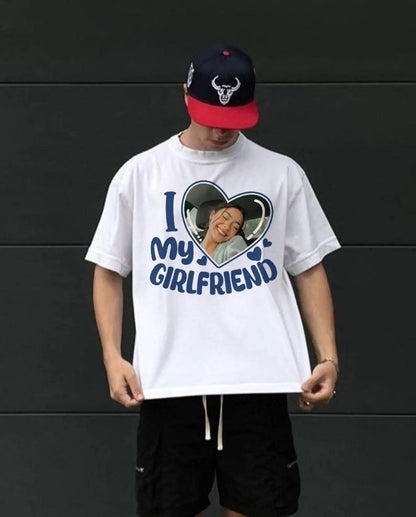 I Love My Girlfriend Personalized Photo T-Shirt