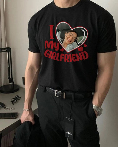 I Love My Girlfriend Personalized Photo T-Shirt
