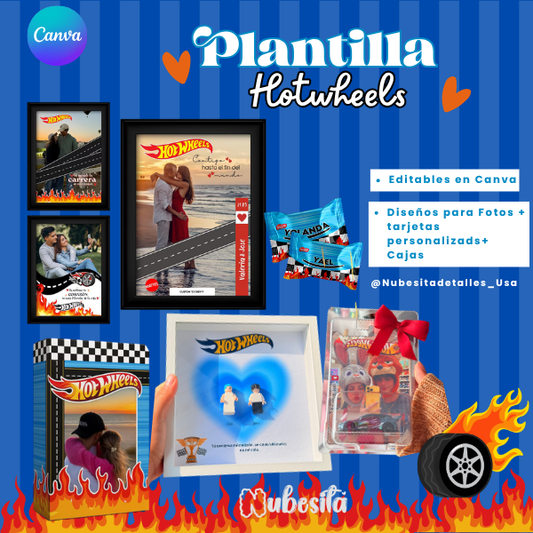 🏎️ Kit de Plantillas Hot Wheels Editables en Canva | Diseños Digitales